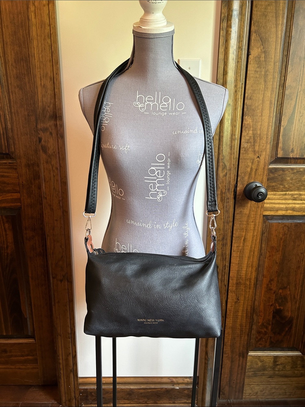 Marc New York Black Leather Crossbody with Silver Hardware